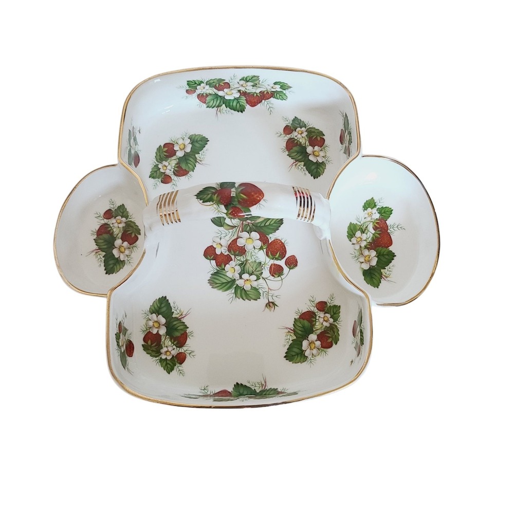 Vintage 3-Piece Hammersley Strawberry Ripe Berry Basket with Sugar‎ & Creamer - Picture 3 of 7